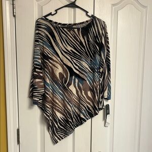 CLARA SUNWOO Zebra Print Asymmetric Top - Black, Brown, Blue